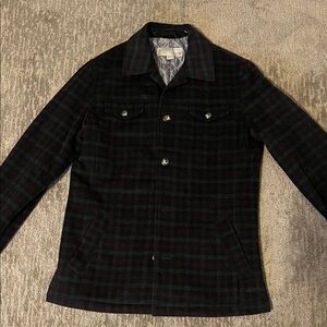 Utex Men's Dark Plaid Shirt Jacket